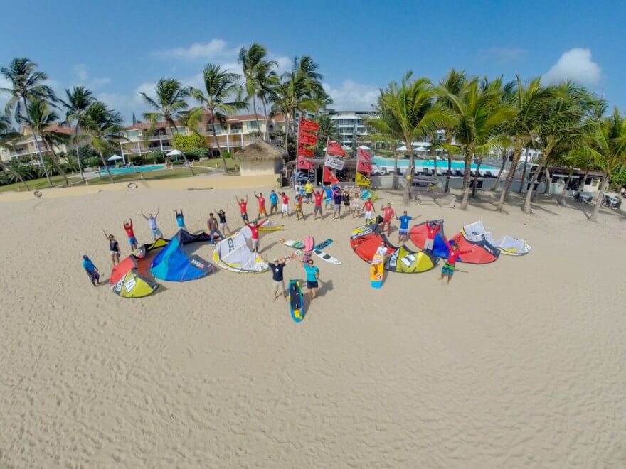 Kiteboarding and water sports action on Cabarete's famous Kite Beach